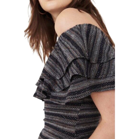 FREE PEOPLE Women’s Heirloom Ruffle Top in Black Combo large - Picture 4 of 7